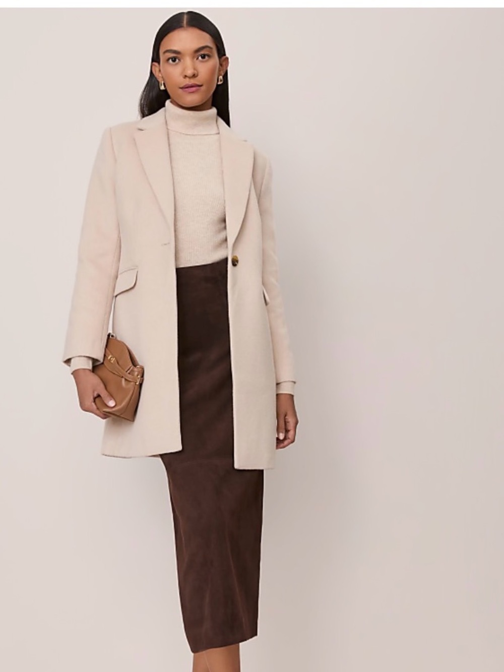 Ann Taylor cream Wool Blend Chesterfield Coat Single-Breasted Coat size XXL